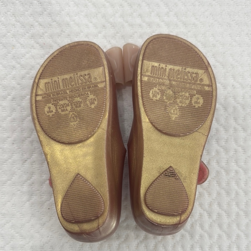 Mini Melissa Kids Rose Gold Bow Shoes - Picture 4 of 5